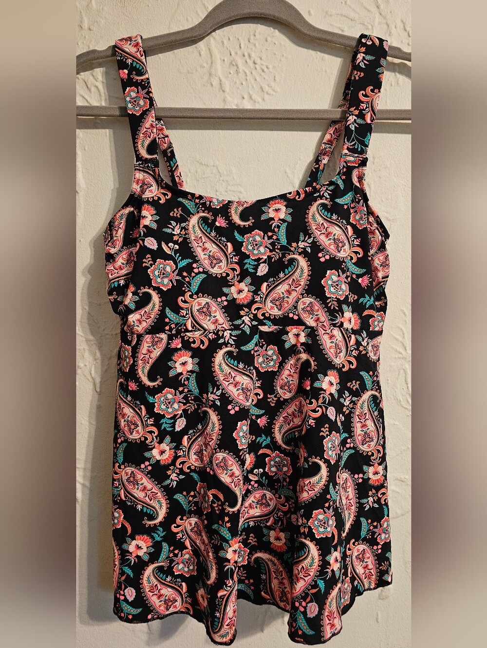 Lands' End Tankini Top Paisley Print Scoop Neck Women's NWT XS